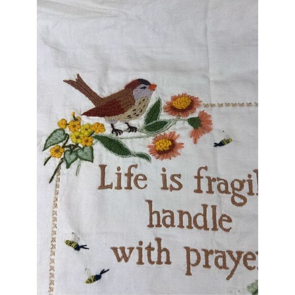 Vintage Floral Prayer Crewel Unframed - Picture 3 of 6